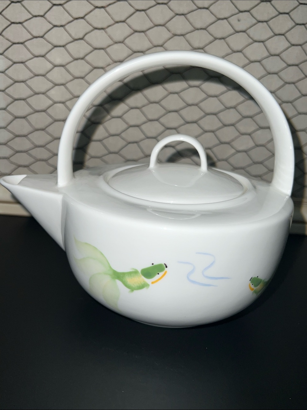 Vintage Dining Room Hand-Painted Goldfish Fine Bone China Teapot